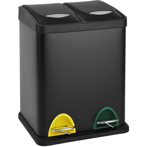 SVITA TC2X8 Mülleimer 16 Liter 2x8L doppelt Kücheneimer Treteimer Schwarz