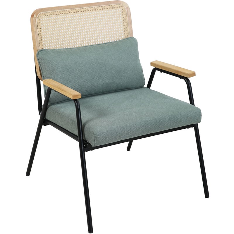 SVITA THEA Fauteuil lounge en rotin Fauteuil rétro en rotin vert