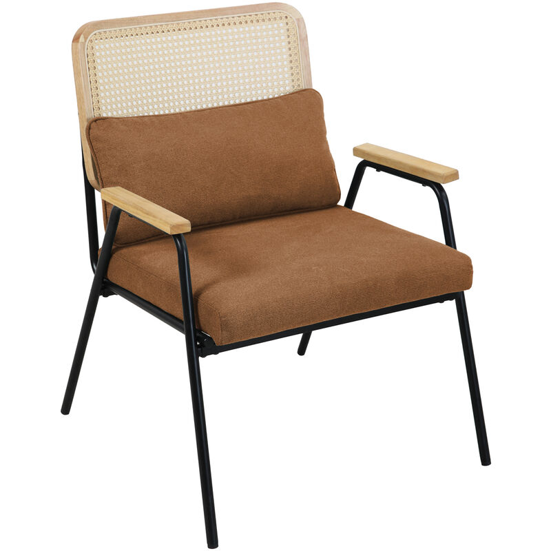 Thea Fauteuil lounge en rotin Fauteuil rétro en rotin marron - Svita