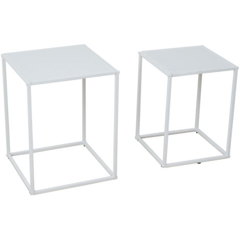 SVITA THEMI Lot de 2 tables basses Table de chevet Table de salon Métal noir