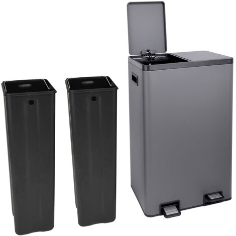 SVITA TMH2X30 Mülleimer 60L Mülltrennsystem 2x30L Softclose Stahl Grau