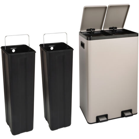 SVITA TMH2X30 Mülleimer 60L Mülltrennsystem 2x30L Softclose Stahl Taupe