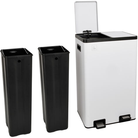 SVITA TMH2X30 Mülleimer 60L Mülltrennsystem 2x30L Softclose Stahl Weiß