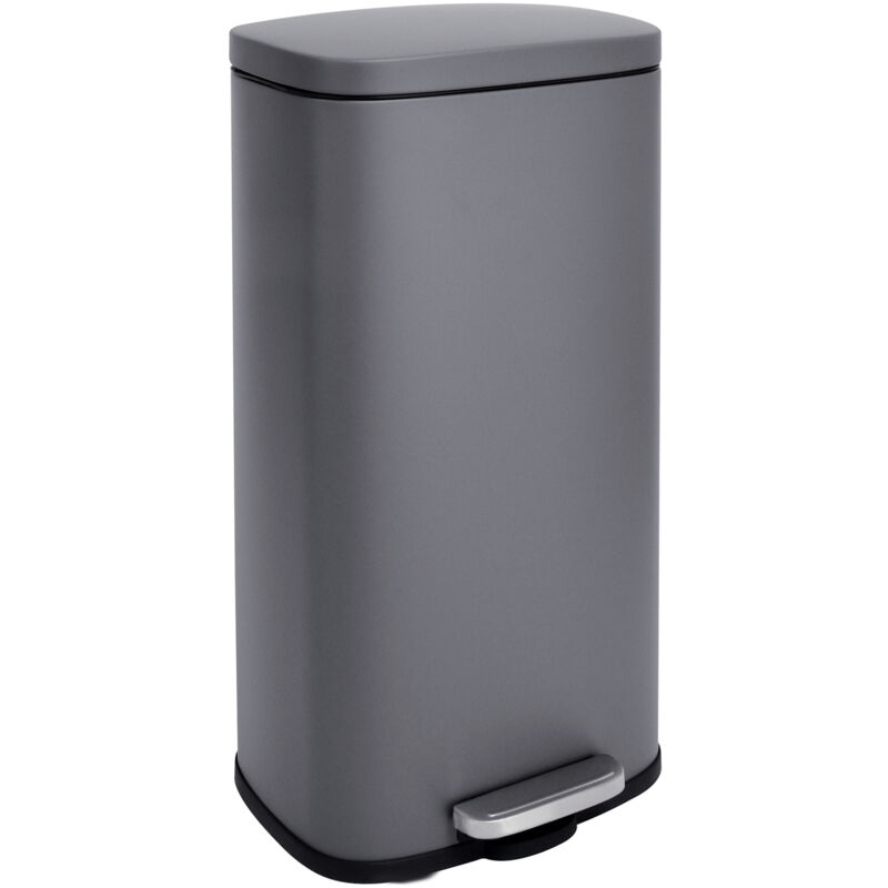 Tq30 Mülleimer Grau 30l Treteimer Abfallbehälter Softclose Deckel - Svita
