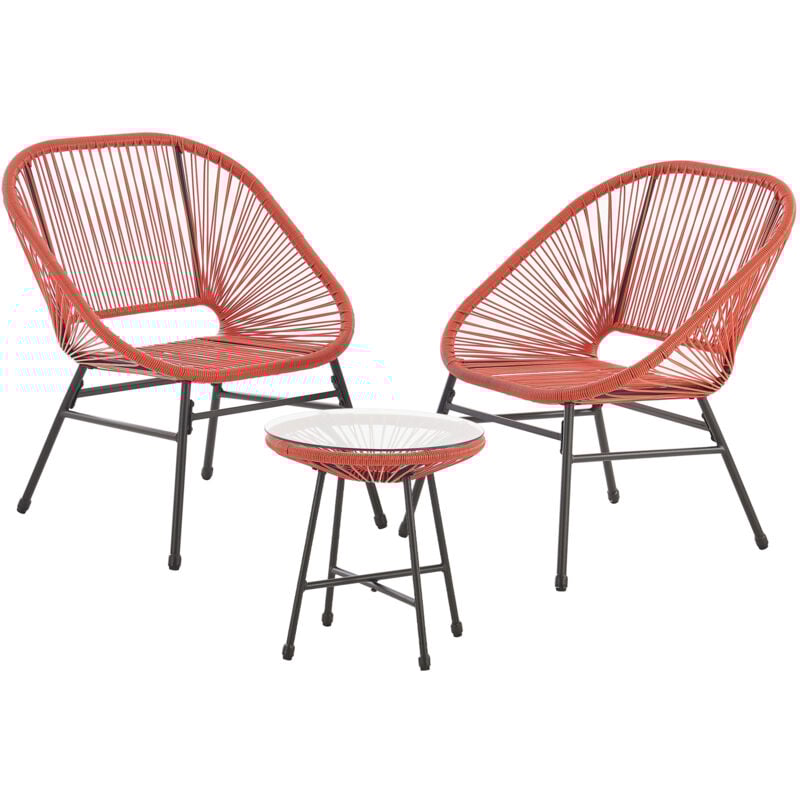 Tulum Meubles de balcon 3 pièces. Salon de jardin chaises de balcon avec table terre cuite orange - Svita