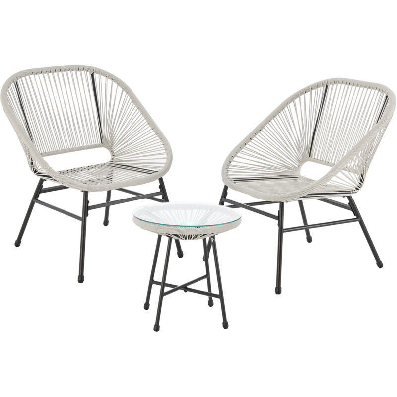 Svita - tulum Meubles de balcon 3 pièces. Salon de jardin chaises de balcon avec table blanc