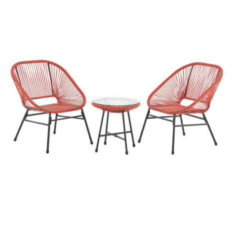 SVITA TULUM Meuble de balcon 3 pièces Set de meubles de jardin Chaises de balcon avec table orange