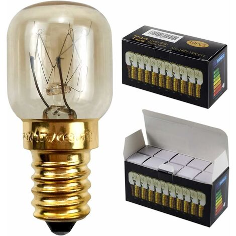 SVKBJROY ampoules pygmées SES E14 avec culot à baïonnette - Ampoules pour four/micro-ondes résistant jusqu'à 300 °C - Ampoules de nuit, E14 15W 240V（10）