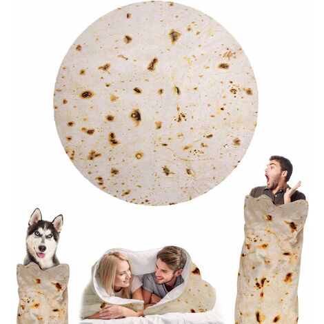 SVKBJROY Burrito Couverture Tortilla Couvertures Rondes Couvertures Alimentaires Wrap Plage Serviette Tapis Canapé en Plein Air Quatre Saisons, 180cm