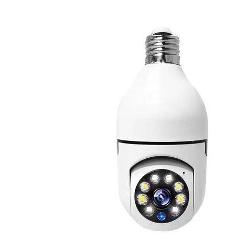 SVKBJROY Caméra D'ampoule PTZ Caméra Surveillance 5G Extérieure sans Fil 1080P IP Caméra Étanche 360° Vision Nocturne Couleur Détection Humaine AI 2xSpot LED et Sirène Audio Bidirectionnel (Blanc)