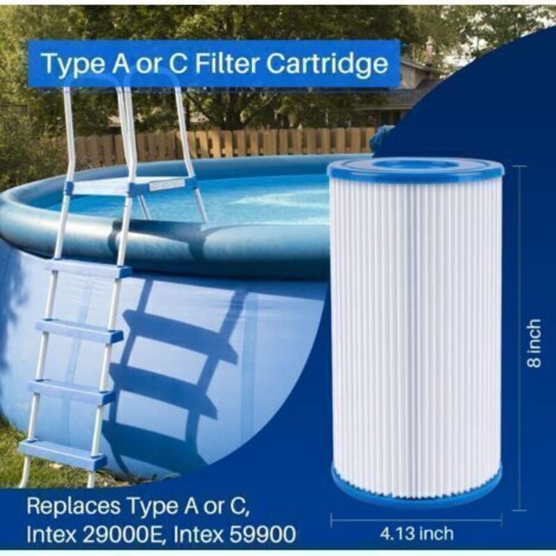 AIDUCHO Cartouche de filtre de piscine pour Type A ou C pour piscines Hors Sol Intex 29000E/59900E, 4PCS