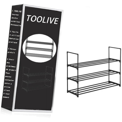 SVKBJROY Étagère à Chaussures 3 Niveaux Range-chaussures pour  Meuble de Rangement Polyvalent 35.6"12"25.8" Armoire Chaussures Noir