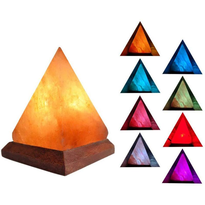 Image of Svkbjroy - Lampada di sale a forma di piramide, bianca, usb, Lampada di sale a piramide colorata