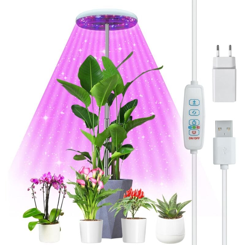 Aiducho Lampe Plante,72 LEDs Lampe Horticole Spectre Complet, Lampe de Plante Réglable en Hauteur avec Minuterie 3/9/12h, 10 Luminosité, 3 Modes