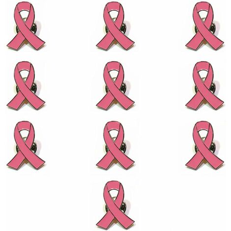 SVKBJROY Lot de 10 Bijoux pour femmes Émail rose, Broches à ruban,Sensibilisation au cancer du sein : revers de l'espoir