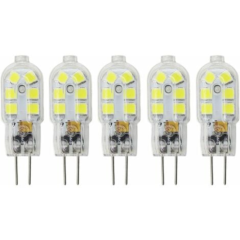 SVKBJROY Lot de 5 G4 LED Ampoule,20W Ampoules Halogènes Équivalentes,Ampoule LED G4 2W Économie Pour Les Ampoules de Hotte,AC/DC 12V 180LM 3000K Couleur Transparente