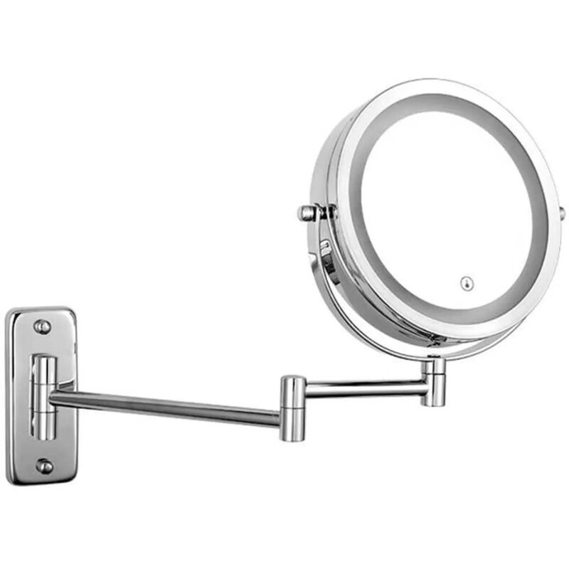 Svkbjroy - Miroir mural Miroir Lumineux à Bascule à led, Transparent Double Face, Rotation Multi-Angle, Tactile dimmable, Pliage télescopique