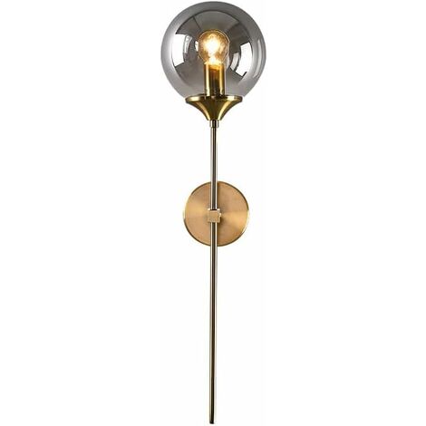 SVKBJROY Moderne Transparent/Gris Fumé Boule De Verre Applique Murale Créative Dorée Appliques Rondes Nordique Luminaire Maison Chambre Salon Cuisine Décoration--Sans source lumineuse