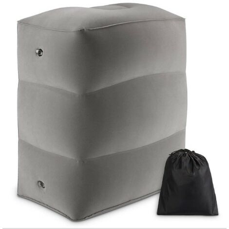 SVKBJROY Oreiller de repose-pieds gonflable en PVC Floqué Coussin de repose-pieds gonflable en hauteur réglable Tabouret gonflable Relaxe vos jambes Convient pour les voyages Train avion Bureau (Gris)