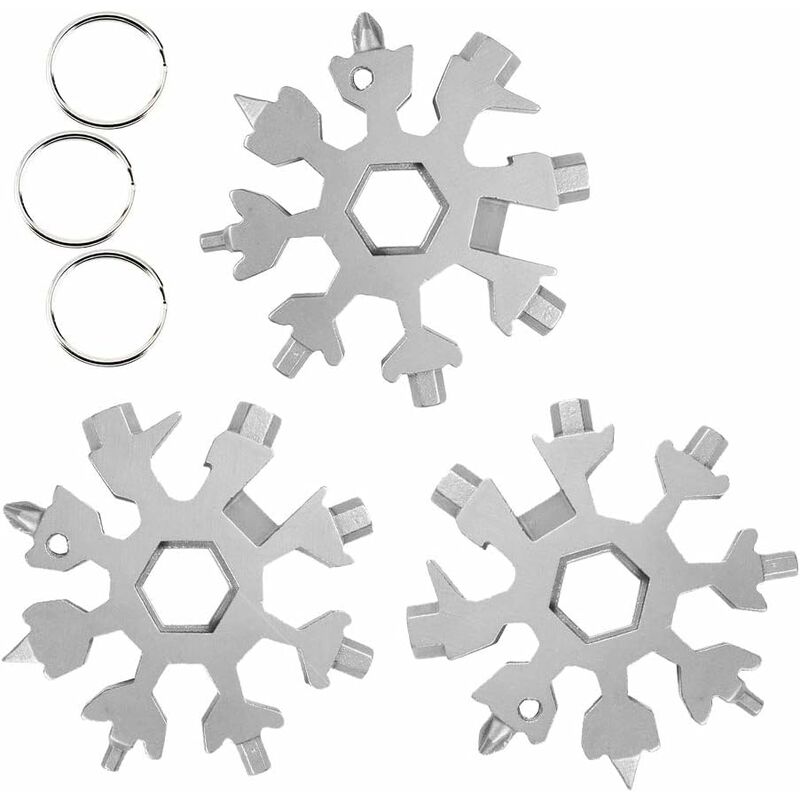Image of Multiutensile per Fiocchi di Neve 18 in 1, Chiave per Fiocchi di Neve in Acciaio Inossidabile a 3 Fiocchi, per Viaggi Avventura in Campeggio Mini