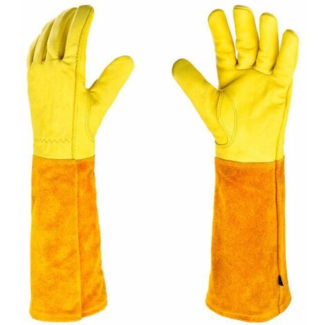 SVKBJROY RONCIER - Paire de Gants de Jardinage - Protection Cuir - Gants de Jardinage pour les Épines et Ronces et Gants de Travail--Jaune--XL