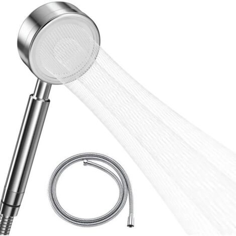 SVKBJROY Soffione doccia + tubo flessibile doccia da 1,5 m + staffa doccia, soffione doccia con tubo flessibile e staffa