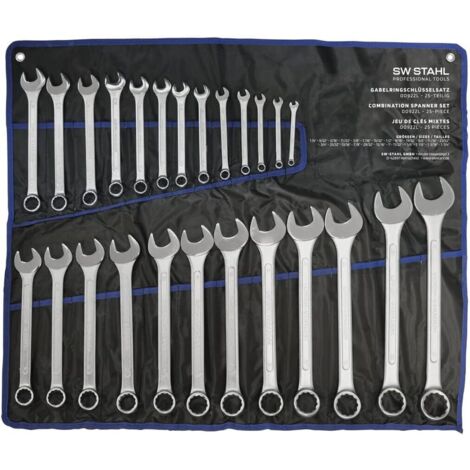 SW-Stahl 00922L Gabelringschlüsselsatz 1/4 11/4 Zoll, 25-teilig I Ringschraubenschlüssel I Doppel-Schraubenschlüssel I Ringschlüssel-Set I Maulschlüssel I Ringmaulschlüssel