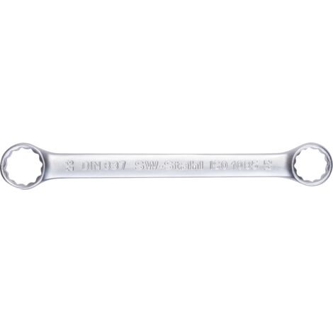 SW-Stahl 01314L Doppelringschlüssel 21 x 23 mm flach I gerade Ausführung I 12-kant I Ringschraubenschlüssel I Doppel-Schraubenschlüssel I Ringschlüssel