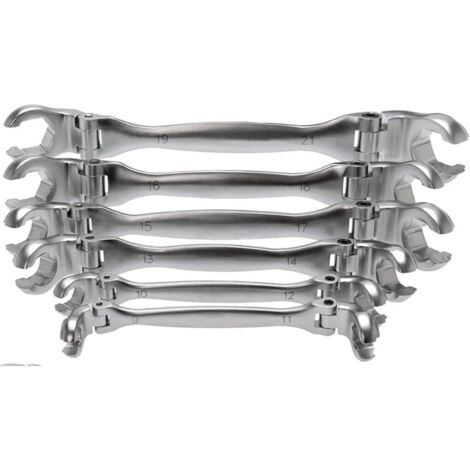 SW-Stahl 01488L Bremsleitungsschlüssel-Set 6-teilig I Schraubenschlüssel I Schraubenschlüssel sechskant aus Chrom-Vanadium Stahl I flexibles Gelenk