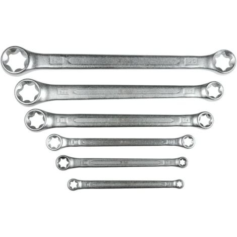 SW-Stahl 01560L Doppelringschlüssel-Satz E-Profil, E6-E24, 6-tlg. I Schraubenschlüssel für Torx-Schrauben I Außen-TX Stern I Ringschlüssel-Set I Ringschraubenschlüssel I Doppel-Schraubenschlüssel