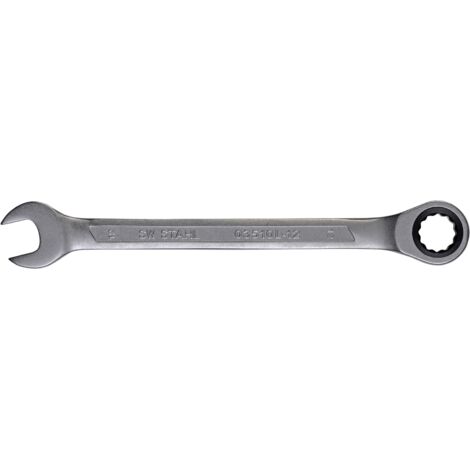 SW-Stahl 03510L-12 Gabelringratschenschlüssel 12 mm I feinverzahnt mit 72 Zähnen I Maulschlüssel mit Ringratsche I Ringratschenmaulschlüssel I Ringmaulschlüssel