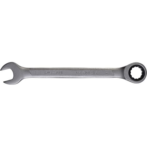SW-Stahl 03510L-15 Gabelringratschenschlüssel 15 mm I feinverzahnt mit 72 Zähnen I Maulschlüssel mit Ringratsche I Ringratschenmaulschlüssel I Ringmaulschlüssel