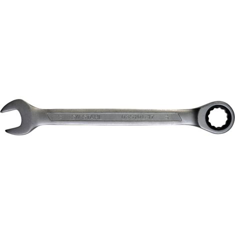 SW-Stahl 03510L-17 Gabelringratschenschlüssel 17 mm I feinverzahnt mit 72 Zähnen I Maulschlüssel mit Ringratsche I Ringratschenmaulschlüssel I Ringmaulschlüssel