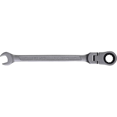 SW-Stahl 03530L-9 Gabelringratschenschlüssel 9 mm I Ringschlüssel mit Gelenk I 72 Zähne I Maulschlüssel mit Ringratsche I Ringratschenmaulschlüssel SW 9