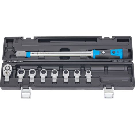 SW-Stahl 03880L Profi Drehmomentschlüssel Satz mit Einsteckvierkant 14x18 mm 40-200 Nm 9-teilig I Einsteck-Umschaltknarre 1/2 Zoll und Einsteck-Ringschlüssel 13, 15, 16, 17, 18, 19, 21 mm