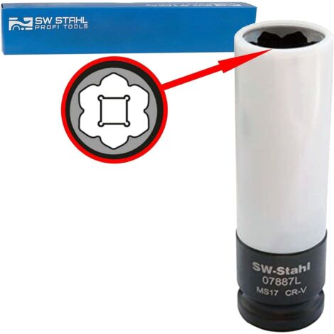 SW-Stahl 07887L Radmutterneinsatz für Mercedes-Benz 17mm Schlagfest (1/2") lange Version