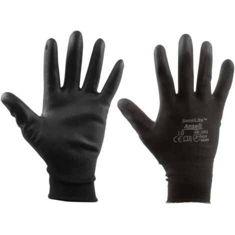 SW-Stahl 11562L Nylon Feinstrickhandschuhe Größe 10/XL I schwarze Arbeitshandschuhe 1 Paar mit PU-Beschichtung