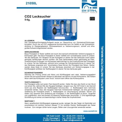 SW-Stahl 21050L Co2 Lecksucher, im Koffer, 5-teilig