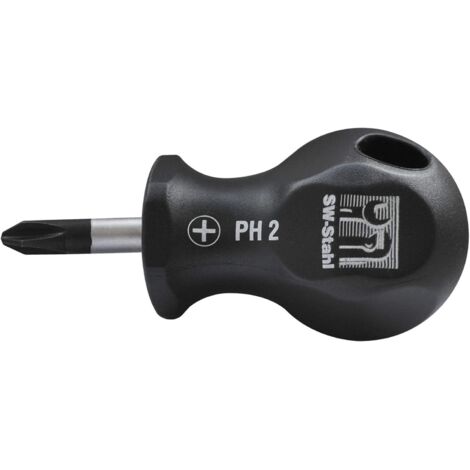 SW-Stahl 31609L Schraubendreher mit Kreuzschlitz I PH2 x 25 mm I Kreuz Schraubenzieher I Schraubendreher Werkzeug I Kreuzschraubenzieher PH extra kurz