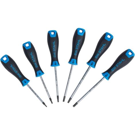 SW-Stahl 32812L T-Profil Schraubendreher Satz I T10-T15-T20-T25-T27-T30 mm I TX Schraubenzieher Set I Extra lang I Werkzeug Set 6-teilig