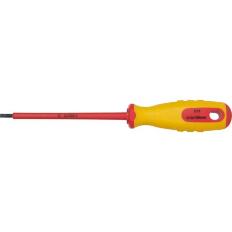 SW-Stahl 33100L-3.0 Schraubendreher VDE I Schlitzschraubendreher 3,0 x 100 mm I Elektriker Werkzeug I Elektro Schraubendreher