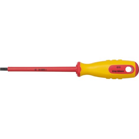 SW-Stahl 33100L-4 Schraubendreher VDE I Schlitzschraubendreher 4 x 100 mm I Elektriker Werkzeug I Elektro Schraubendreher