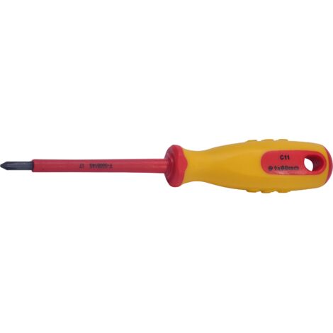 SW-Stahl 33100L-PH1 Schraubendreher VDE I Kreuzschlitzschraubendreher PH1 x 80 mm I Elektriker Werkzeug I Elektro Schraubendreher