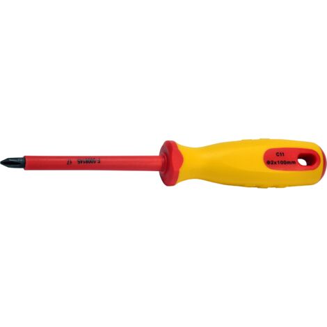 SW-Stahl 33100L-PH2 Schraubendreher VDE I Kreuzschlitzschraubendreher PH2 x 100 mm I Elektriker Werkzeug I Elektro Schraubendreher