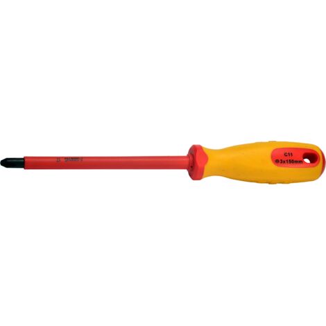 SW-Stahl 33100L-PH3 Schraubendreher VDE I Kreuzschlitzschraubendreher PH3 x 150 mm I Elektriker Werkzeug I Elektro Schraubendreher