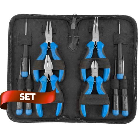 SW-Stahl 40706L Feinmechanikerwerkzeugsatz 10-teilig I Zangenset Feinmechanik I Kombizange I Seitenschneider I Spitzzange I Feinmechaniker Schraubendreher Set I Werkzeugset Feinmechanik