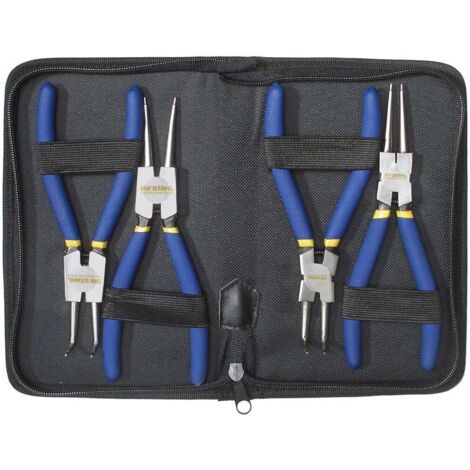 SW-Stahl 41410L Sicherungsringzangensatz, 175 mm, 4-teilig I Sicherungsringzange Set für Innensicherungsringe und Außensicherungsringe I Verchromt und Geschmiedet I Griffe mit Tauchbeschichtung