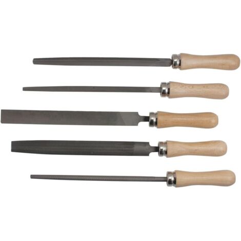 SW-Stahl 90902SB Werkstattfeilensatz I 5-teilig I 300 mm I Werkstattfeilen Set I Feilen Set für Metall I Holzgriff