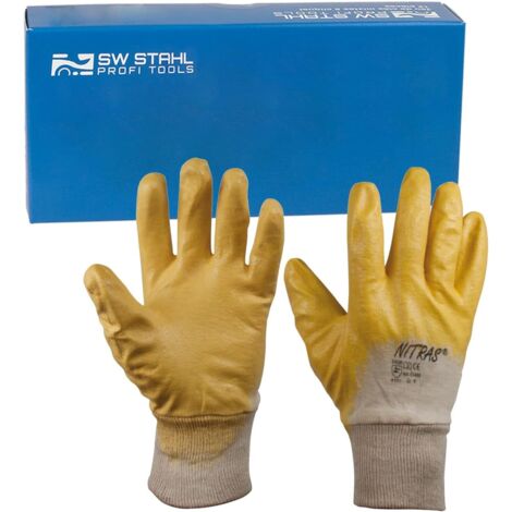 SW-Stahl nitrile mano scarpa in cotone, misura 10, Colore Giallo, 11502L