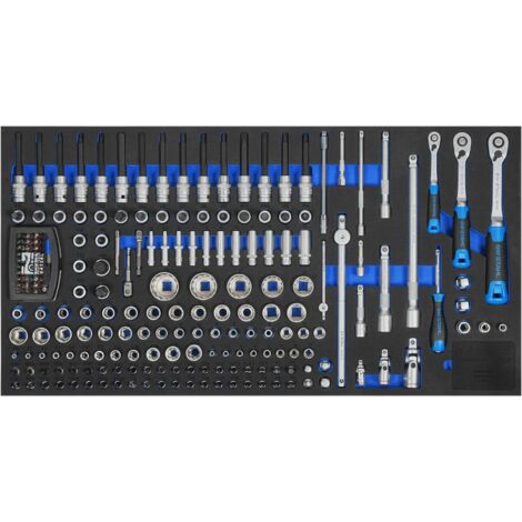 SW-Stahl Z3011-3 Werkstattwagensortiment, Steckschlüssel 1/4', 3/8', 1/2', mit Ratschen, 167-teilig I Werkzeugwagen Einlagen I Profi Werkstatteinrichtung I Werkzeugeinlage bestückt Kfz